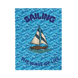 Sailing-Themed Velveteen Plush Blanket Cozy Throw for Nautical Decor Boat Lovers Beach Gifts Home and Garden Accents 100% Polyester Vibrant Design