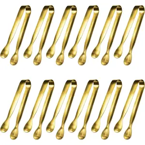 12 count Serving Tongs, Small Serving Utensils for Parties Catering  Tongs, -Grade 304 Stainless Steel Mini Appetizer Tongs for  Party Coffee Bar, 4" Sugar Tongs -