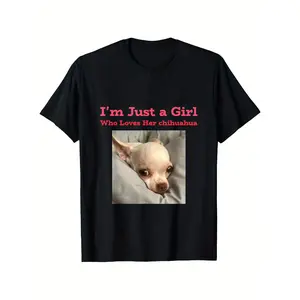 Men' Funny "I Just Love Her Chihuahua" & Cool Duck T-Shirt - Casual Crew Neck Short Sleeve Tee with Martial Arts Gift, Summer Outdoor Wear & Pet Lovers