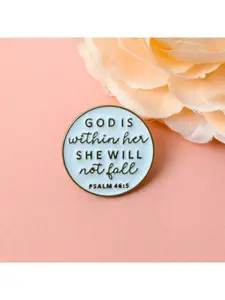Inspirational Bible Verse Enamel Pin Durable Metal Pins Flower Brooch "God is within her, she will not fall - Psalm 46:5" Brooch Fashion Accessory