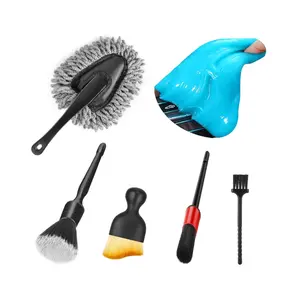 Car Interior Cleaning Kit – Dashboard Duster, Detail Brushes & Cleaning Gel Slime for Auto, Truck, SUV & RV, Soft Vent Dusting Tools