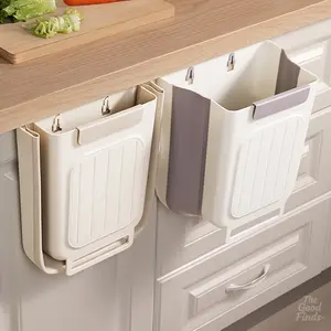 Foldable Kitchen Trash Can, 1 Count Hanging Garbage Storage Bucket, Space-saving Kitchen Accessory for Home Touchless Trash Duty Garbage Can Touchless Slim Trash Can Commercial Set