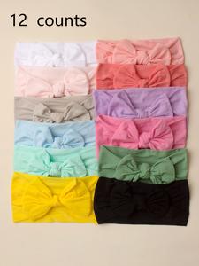 solid color bow decor baby headbands, soft comfortable bowknot design headbands for baby girls & boys, fashion hair accessories for daily wear