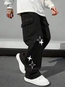 Men's Star Print Cargo Pants, Regular Fit Casual Street Fashion Pants for Daily Wear, Men's Trousers for All Seasons