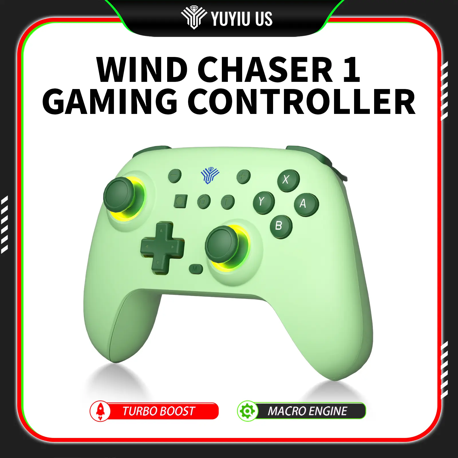 YUYIU Wind Chaser 1 Wireless Gaming Controller - Console Accessory for Switch, PC, Steam with Hall Effect Joystick, Dual Vibration, Macro Back Buttons, 1000Hz Polling, Gyro 6-Axis Aim, Turbo Key Boost, USB Support (Gaming Accessories, Electronics) techvib