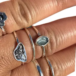 Natural Teal Moss Kyanite Ring in Sterling Silver