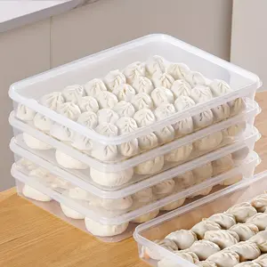 Food-grade rectangular dumpling container set of 4, made of PP plastic, airtight container for grilling, skewers, meal preparation, food storage, BPA-free, food-sealing storage box, freezer-safe box with lid, small cake or pastry container.