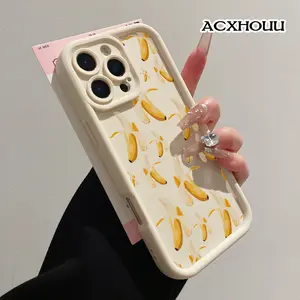 Phone Case for iPhone 17 16 E Pro Max 15 Plus 14 13 12 11 XS XR Banana Pattern Shockproof TPU Bumper Lightweight Anti-Scratch Cover