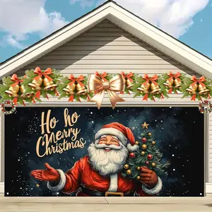 Christmas Garage Door Banner Outdoor Decoration, Large Fabric Gate Cover, Perfect for Holiday Wall Art, Photo Booths, Weddings, Parties