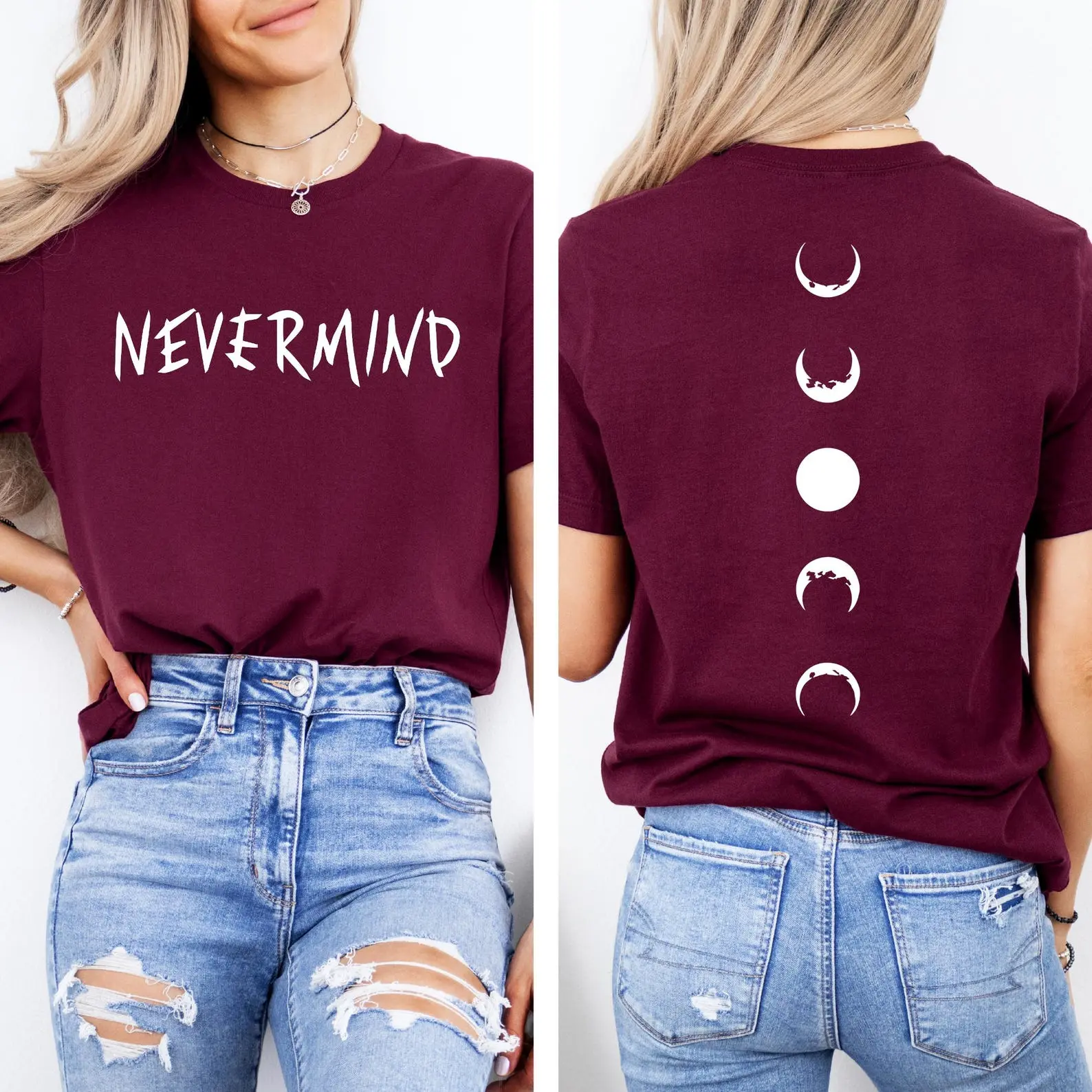 Nevermind Tattoo Moon Phase Graphic Shirt JM Bangtan Kpop Tee Shirt Unisex Double-sided Gift for Fans