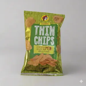 Buc-ee's Classic Thin Chips Limon - Zesty Lime Flavor Thin & Crispy Snack in Vibrant Green Bag with Subtle Spicy Kick Perfect for On-the-Go Snacking - Protein, Crunchy