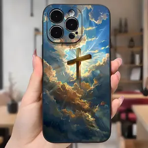 Aesthetic Cross Saint Christian Design Phone case for iPhone 16 Pro Max 15 Plus 14 13 12 11 XR XS Shockproof Silicone TPU Bumper Drop Protection Cover Gifts for women men girls boys