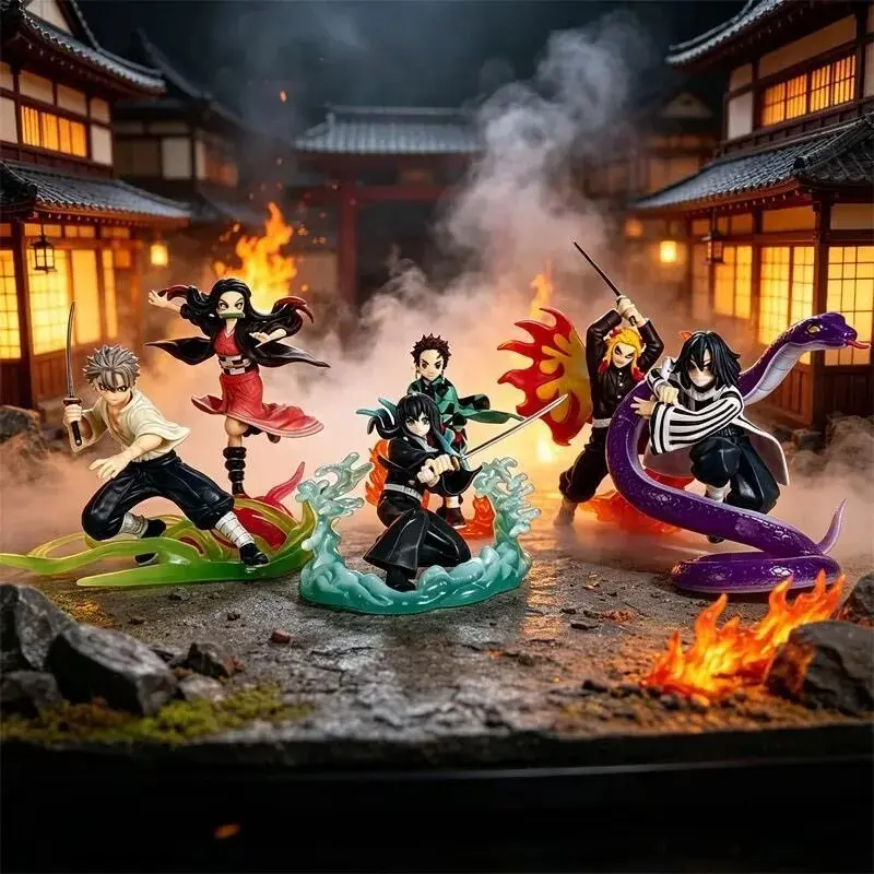 Figures—Tanjiro, Zenitsu Agatsuma, Kyojuro Rengoku (PVC anime models/articulated figures/collectible toys; suitable as gifts for friends)