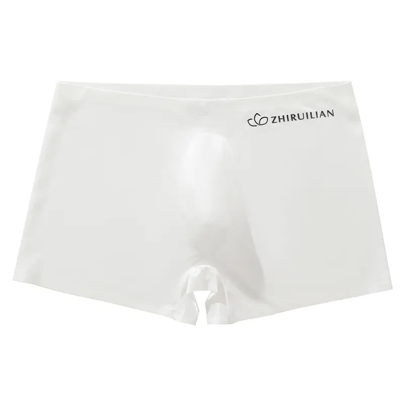 3D Pouch Seamless Breathable Ice Silk See-Through Boxer Briefs for Men, Ultra-Thin No-Show Underwear Natural