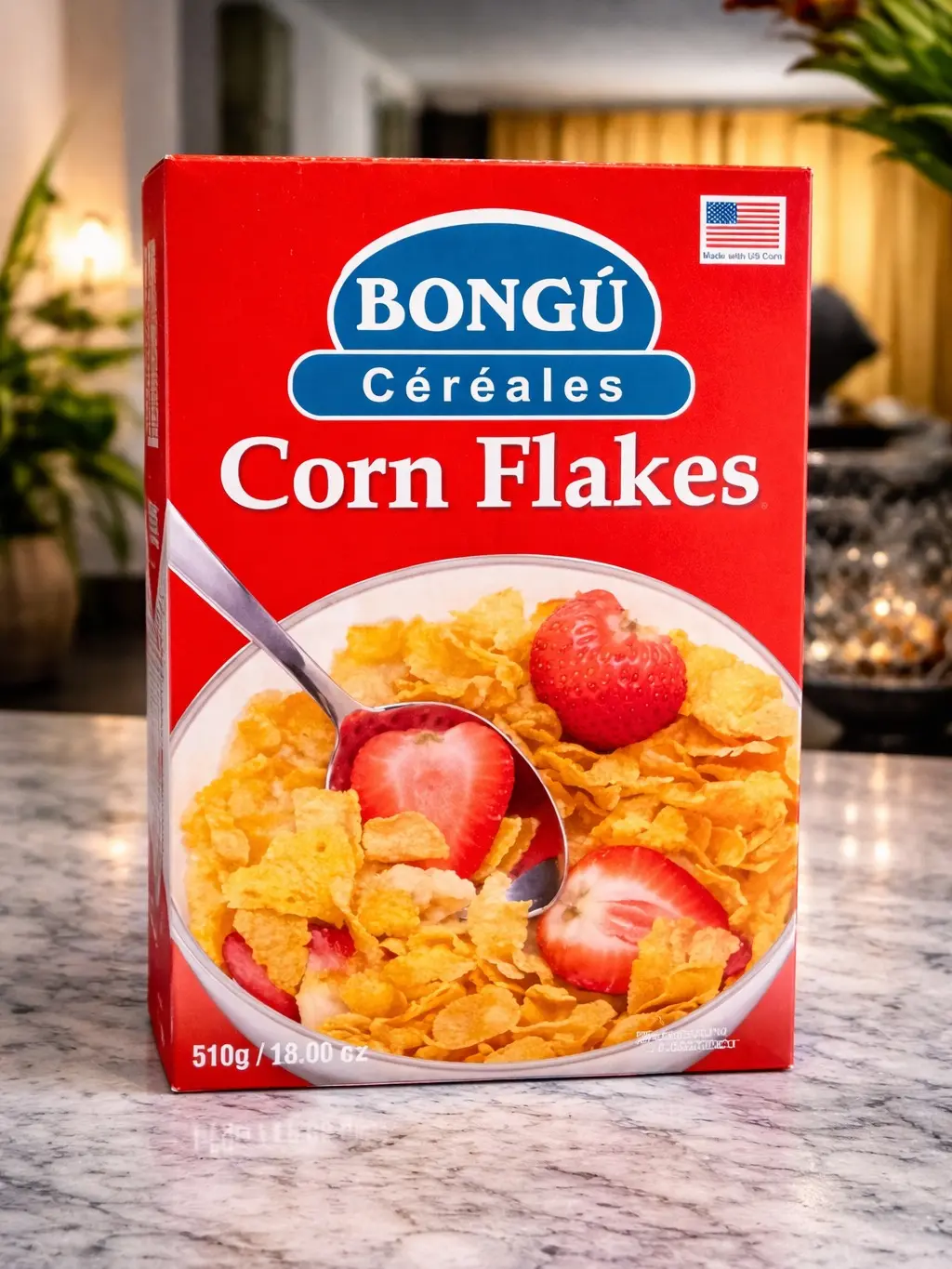 Bongú Cornflakes Breakfast Cereal - Crispy Corn-Based Pantry Snack, 18 oz