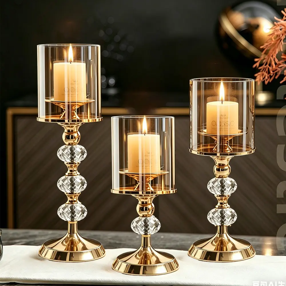 Glass Candle Holder, 3 Counts/set Elegant Candlestick Holder, Decorative Candle Holder for Home Party Wedding, Home Decor, Interior Decoration Accessories, Ornaments, Candle Holders For Table Centerpiece