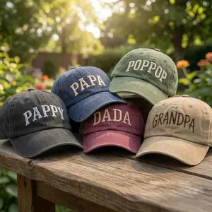 Custom Dad Hat, Personalized Grandpa Cap, Embroidered Papa Dada Gift, Custom Name Cap for Him, Distressed Cotton Hat, Fathers Day Gift