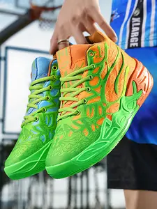 New Arrival Youth Unisex Rubber Thick Sole Cushioned Basketball Shoes, Flexible Tie-Dye Design, Non-Slip Sport Sneakers for All Seasons, Stylish Basketball Shoes