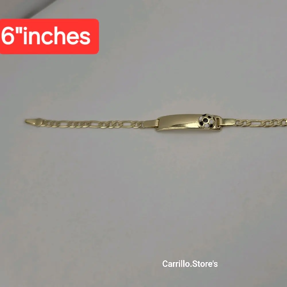 soccer ball figaro style gold-plated 6"inches small sizes bracelet engraving available kids sizes