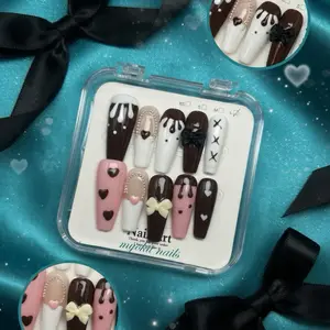 Myokii Nail Art Set - 10 Pcs with Heart and Bow Designs, Perfect for DIY Nail Art, Ideal for Home Use