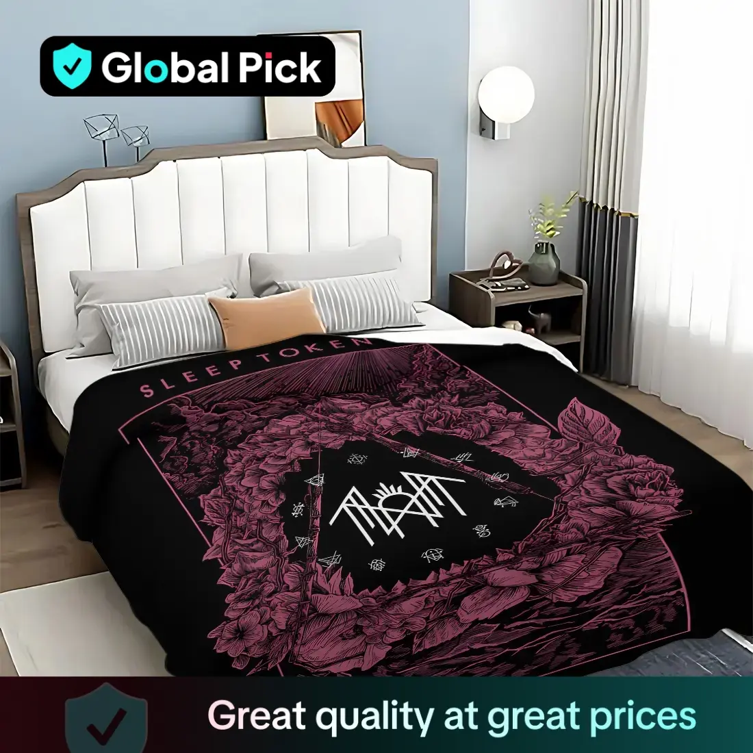 Sleep Token Pattern Blanket, Soft Warm Throw Blanket, Air-conditioned Room Blanket, Warm Nap Blanket for Home Office Travel