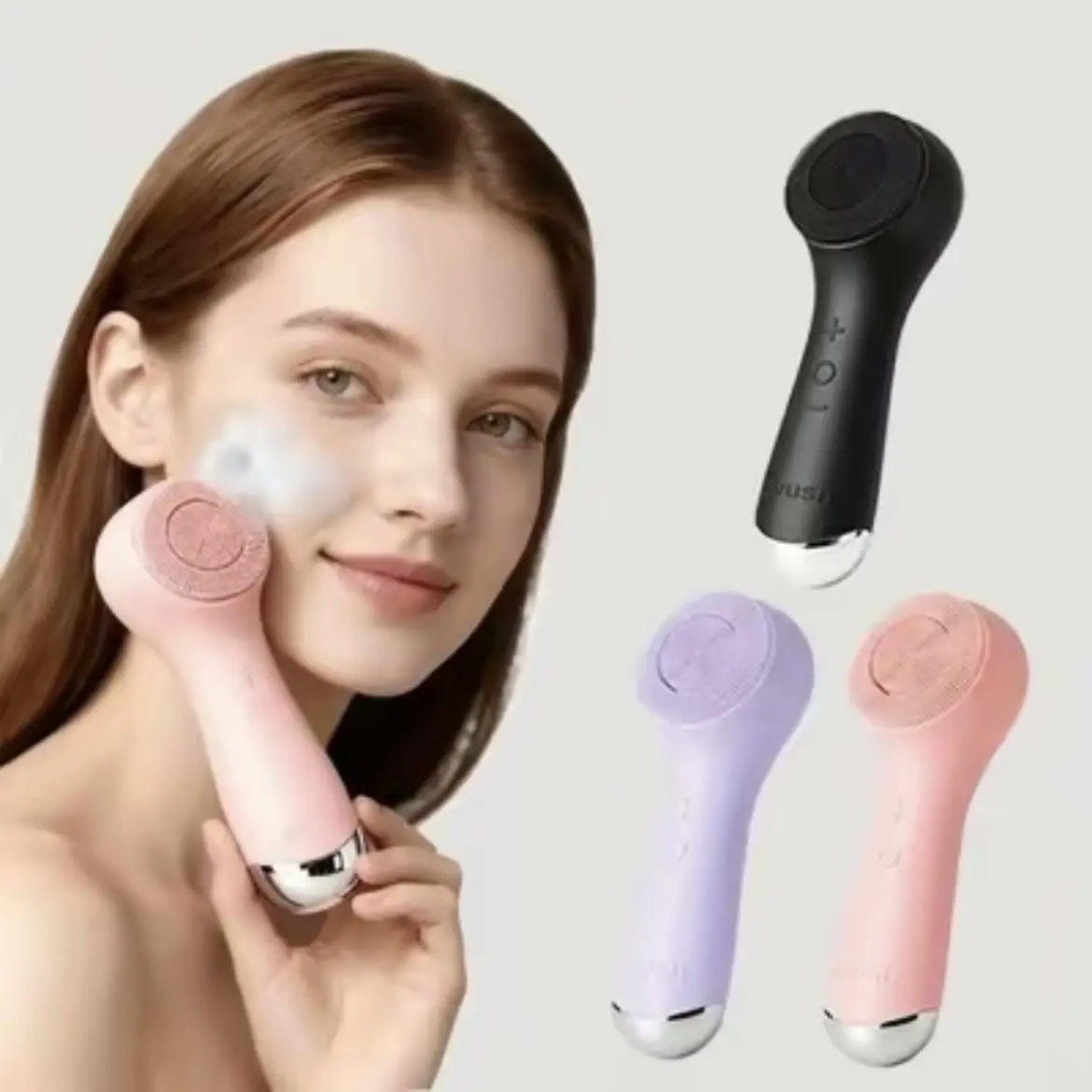 Electric Silicone Facial Cleansing Brush - Rechargeable Cleaning Brush Skin Care Device with LED Lighting, Sonic Vibration, IPX6 Waterproof, ABS Plastic, Deep Cleanse, Gentle Massage, One Piece, Cleaning Brush Skin Care Devices