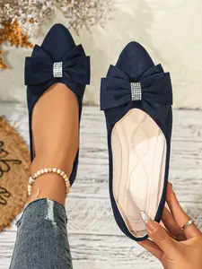 Women's Pointed Toe Loafers Comfortable PU Suede Work Shoes, Cute Slip-On Ballet Flats, Fashion Office Shoes All Seasons