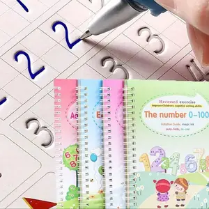 Reusable Practice Book Set with Pen, Thick Paper Magic Ink, School Supplies Educational Learning Tools, Trackable Letters Numbers Content, Learning Materials