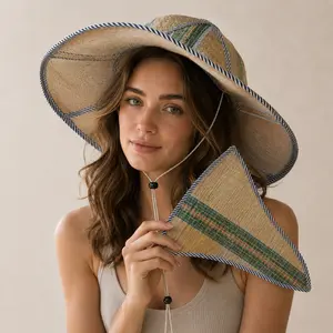 Foldable Wide Brim Sun Hat with UV Protection, Lightweight Breathable Bucket Hat with Adjustable Drawstring for Beach, Fishing & Outdoor Activities