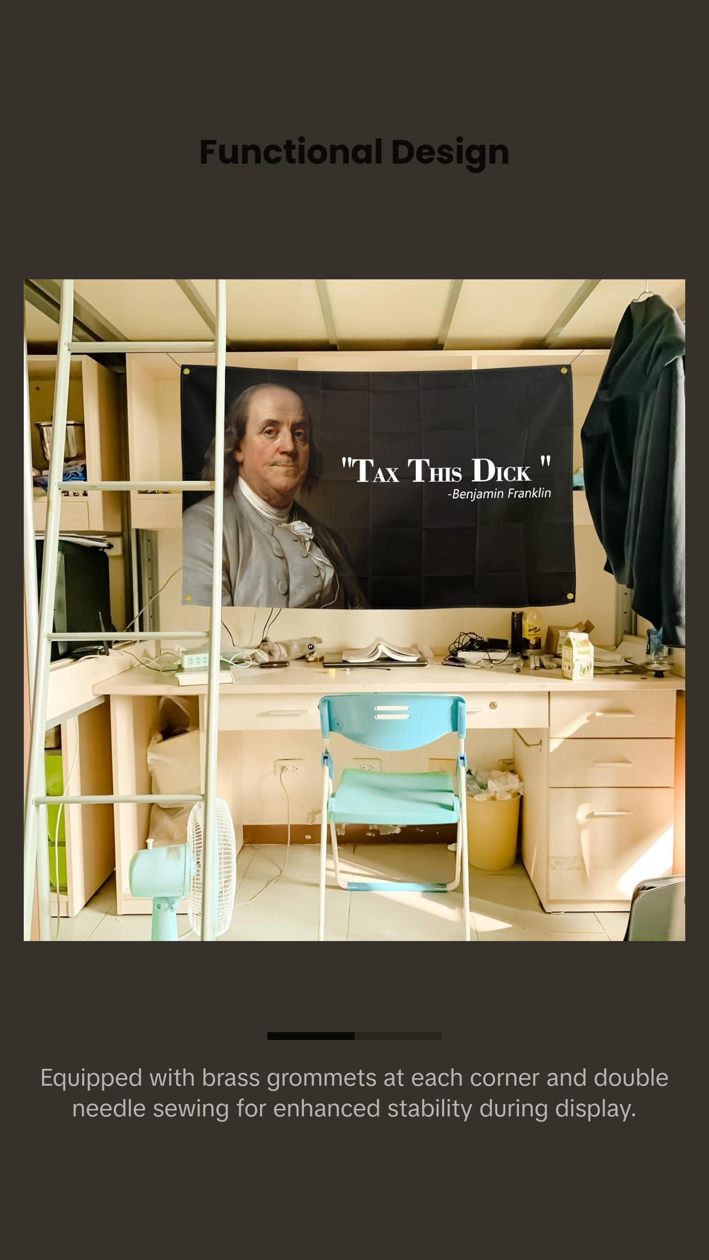 Benjamin Franklin Tax This Dick Flag Funny Flags for Room 3x5 Feet College Dorm Room Decor Man Cave Frat Wall Indoor Outdoor Flag Decoration Gift