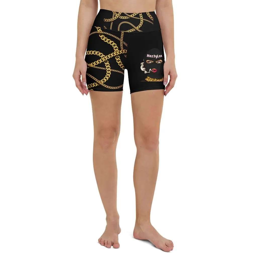HAZ3YLAX Gold Chain Yoga Shorts