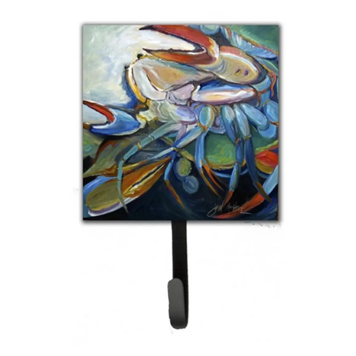 212 MAIN Wall-Mounted Space-Saving Metal Belly Crab Single Hook - Home Supplies Hanging Leash & Key Hanger with Hardboard Tile, Room Decor Artwork for Efficient Organization