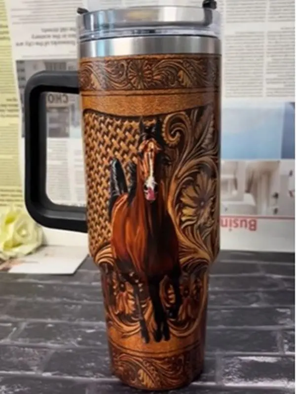 40oz-20ozTumbler, 1pc Gift, Stainless Steel Cup, Insulated and Durable, Featuring a beautiful horse design, Perfect Gift for Horse Lovers and Equestrians, Great for Hot or Cold Beverages, Vacuum Insulated Tumbler new 2026