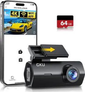 GKU 4K Dash Cam Front, Mini DashCam Includes 64GB Card, Dash Camera Built-in WiFi, 24H Parking Monitor,Night Vision,WDR,170° Wide Angle,Loop Recording,G-Sensor, (Black)