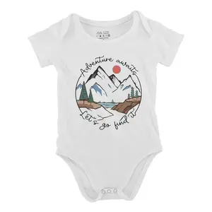 Adventure Awaits Let's Go Find It Baby Bodysuit Funny Babys Short Sleeve Onesies Romper for Infant Newborn Boys Girls Soft Casual Outfit with Snap Closures for Easy Diaper Change