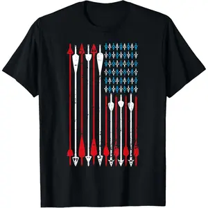 Vintage American Flag Archery Bow Hunting T-Shirt Pure Cotton Graphic Tees Menswear Top: Gifts for Men & Women