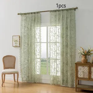 Floral Print Curtain, 1 Count Modern Lightweight Curtain, Window Screening for Living Room Bedroom Dining Room, Home Decor, Home Decoration Curtain