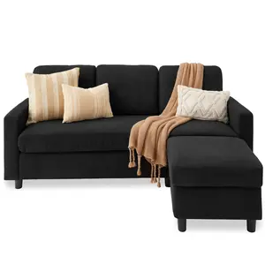 Best Choice Products Linen Sectional Sofa Couch w/ Chaise Lounge, Reversible Ottoman Bench