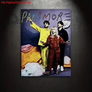 1 Piece/Set Frameless Canvas Painting Print Poster, Classic Retro Art, Paramore Rock Band. A perfect gift ideal for music culture enthusiasts, and an ideal gift for bedroom, living room, dormitory corridor, kitchen, mural, wall decor, and room decoration.