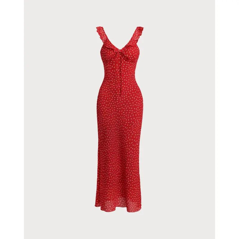 ruffle red dress amazon