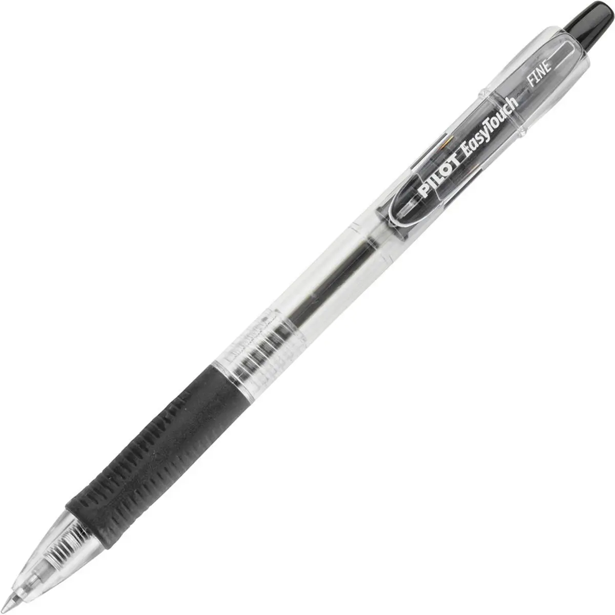 Pilot PIL54058 0.7mm EasyTouch Retractable Ballpoint Pen - Black, Rubber Form-Fitting Grip, Smear-Proof Ink, Translucent Body, 0.7mm Pens for Daily Writing (Office Stationery Writing Tool)