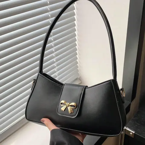 26 Valentine's Day Women's Plain Bow Knot Decoration Handbag Shoulder Bag, Casual Crossbody Bag for Daily Use & Office, Stylish Functional Accessory, Fashionable Shoulder Bag, Fashionable Bags