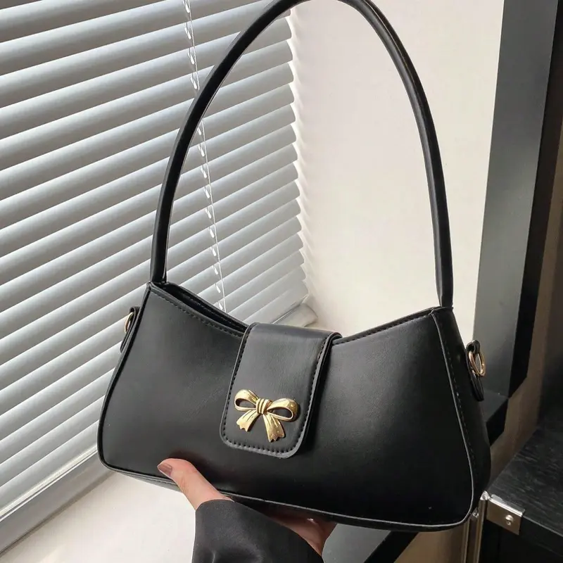 26 Valentine's Day Women's Plain Bow Knot Decoration Handbag Shoulder Bag, Casual Crossbody Bag for Daily Use & Office, Stylish Functional Accessory, Fashionable Shoulder Bag, Fashionable Bags
