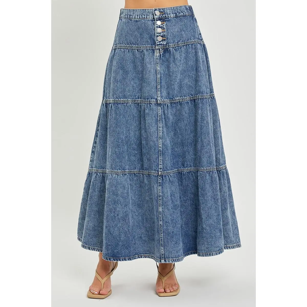 RISEN High Rise Ruffle Long Skirts