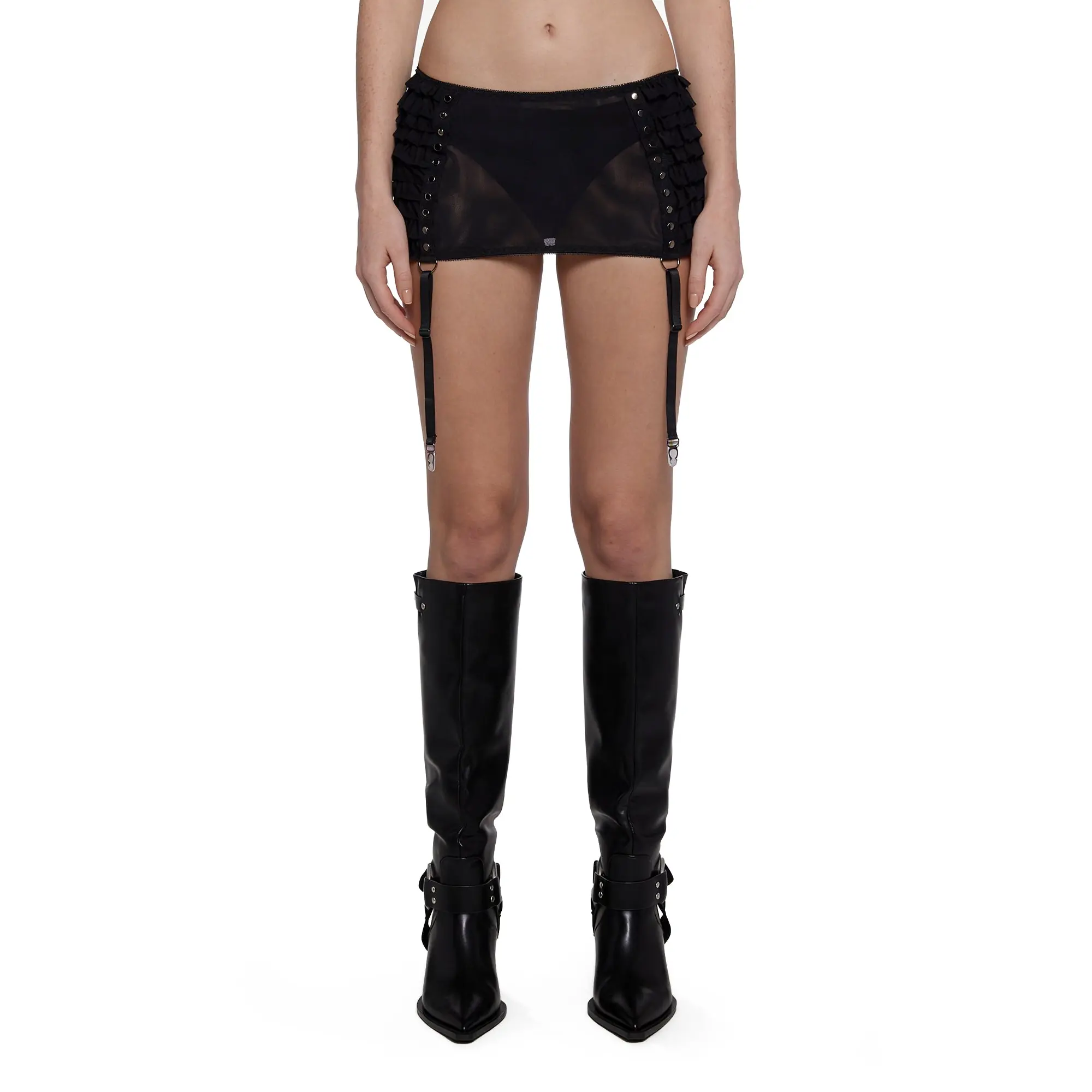 Dust Garter Mini Skirt - Black