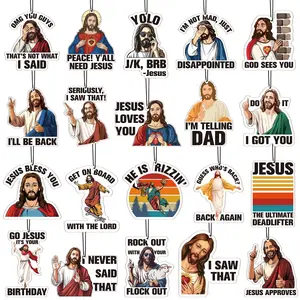 8Pack/20Pack Jesus I Saw That Car Air Fresheners Funny Hanging Air Freshener Christian Jesus Humorous Design Air Fresheners for Men Woman Car Rearview Living Room Bedroom Home Decoration Valentine's Day Gift Easter Gift