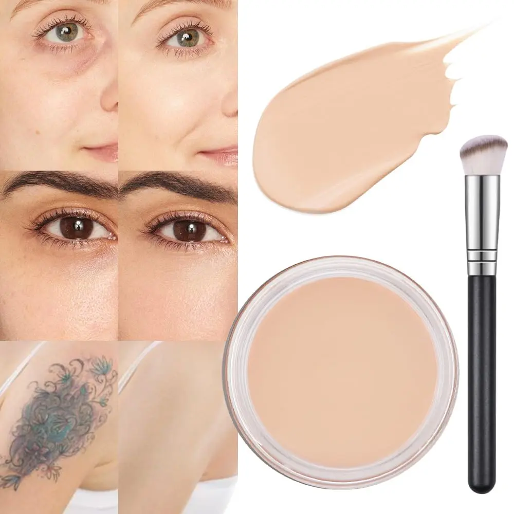 3-Piece Full Coverage Cosmetic Set with Waterproof Foundation, Brightening Under Eye Concealer for Color Correction, For All Skin Types - 02 Light Cream, Makeup Sets, Even Skin Tone, A-02 Light Cream, Even Tone