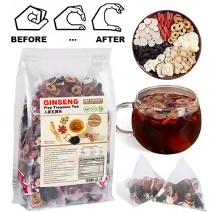 Kidney Strength & Vitality Formula Ginseng Goji Five Treasure Tea 40 Bags Natural Traditional Chinese Herbal Beverage for Energy & Stamina