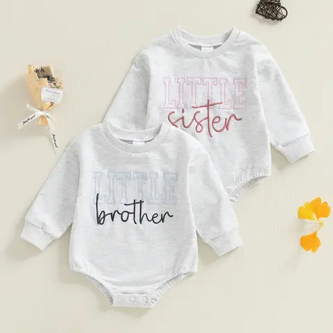 Canrulo Sibling Matching Outfits Big Brother/Sister Pullover Long Sleeve Sweatshirt Little Brother/Sister Romper