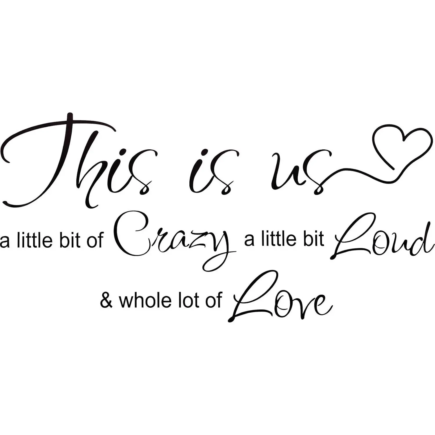 This is  Crazy Loud Love Wall Decal Vinyl Love Quote Wall Decal Inspirational Family Quote Sticker Art Lettering Saying Home Decoration for Bedroom Living Room Office